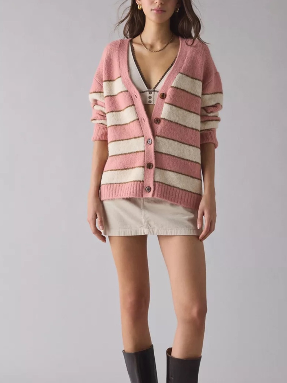 BDG UO Eliot striped oversized cardigan